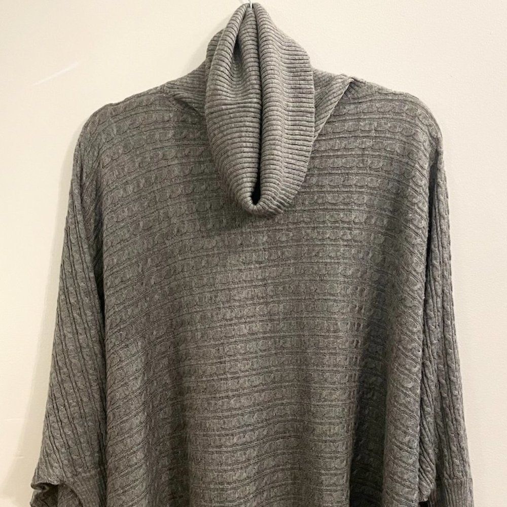 Turtleneck Poncho Sweater Shawl (One Size)
